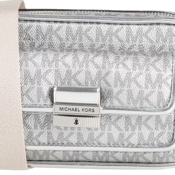 MICHAEL KORS Bradshaw Extra-Small Metallic Signature Logo Crossbody Bag (silver) - Picture 3 of 8